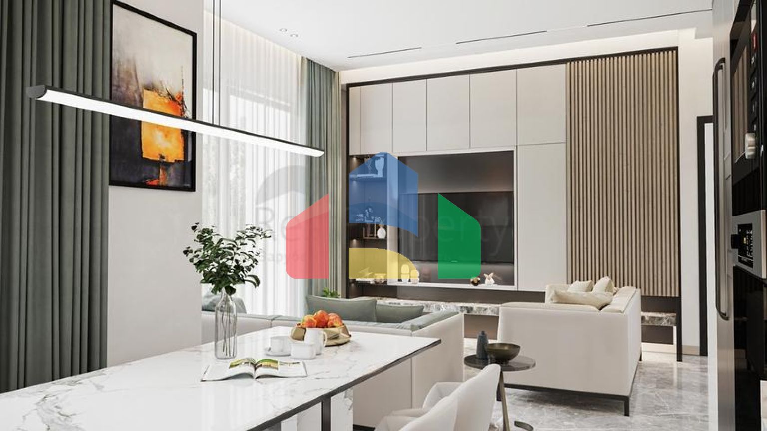 Ідеальний комплекс апартаментів, оточений пишною зеленню.