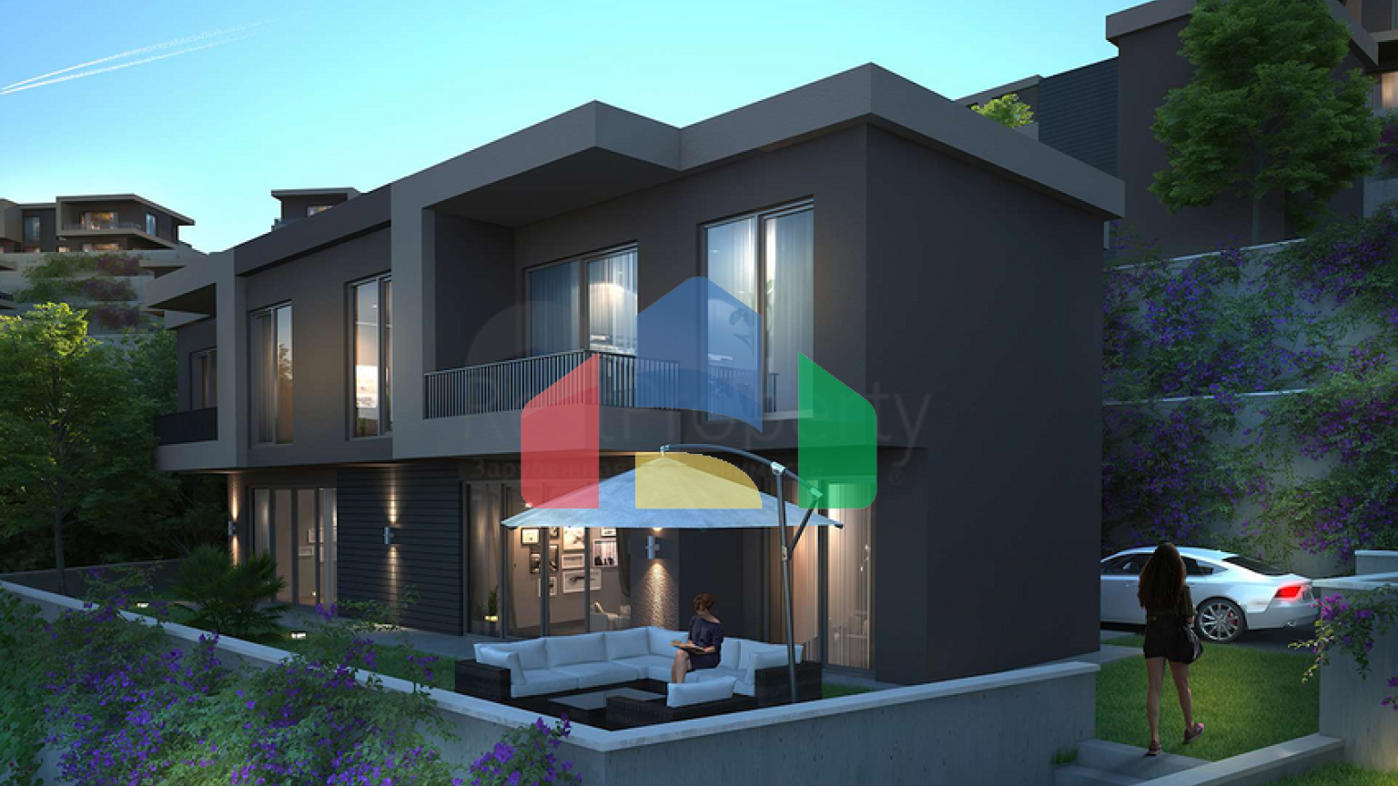 Новый инвестиционный проект в окружении леса на этапе котлована в районе Богазичи