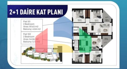 Квартира 2+1 в Бодрум