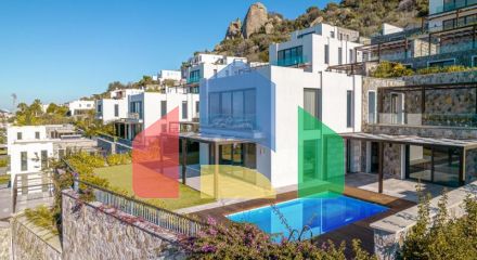 Вилла 6+1 с видом на море в Бодрум