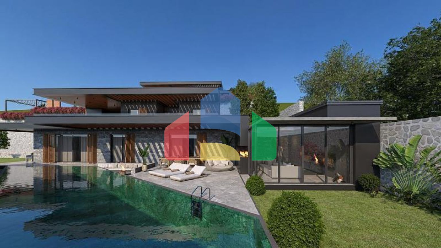 Вилла 4+1 с видом на море в Бодрум