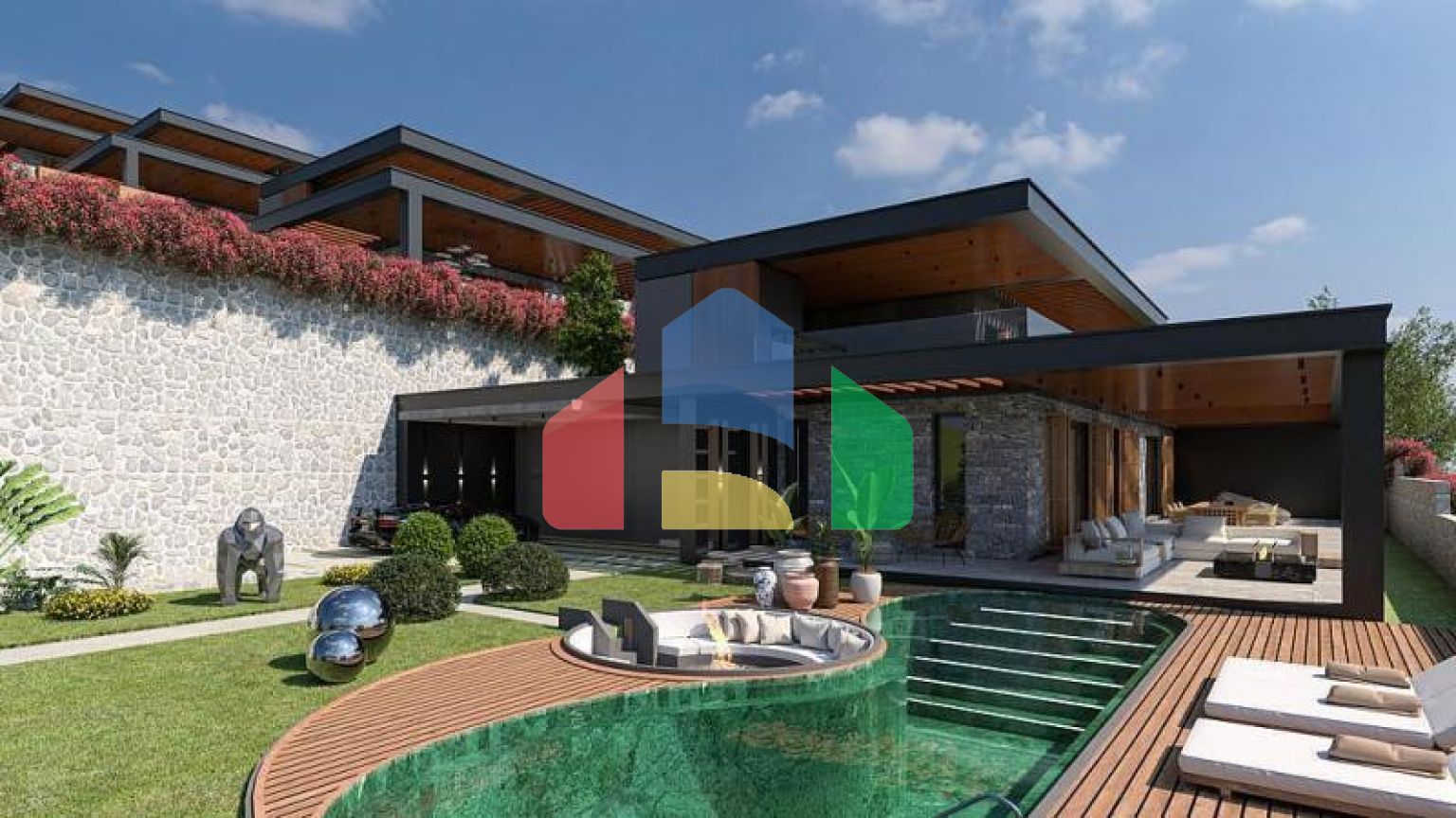 Вилла 4+1 с видом на море в Бодрум