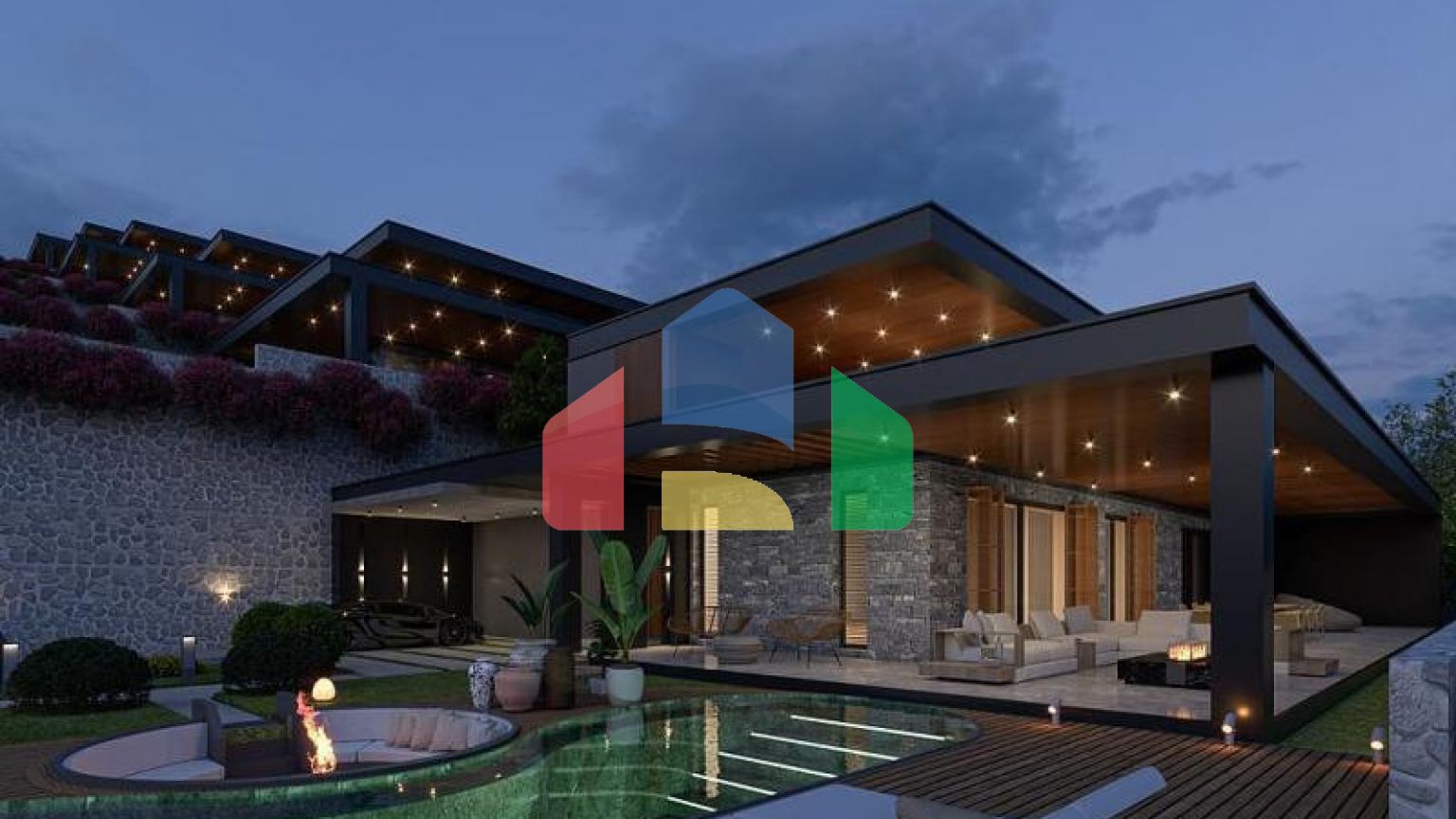 Вилла 4+1 с видом на море в Бодрум