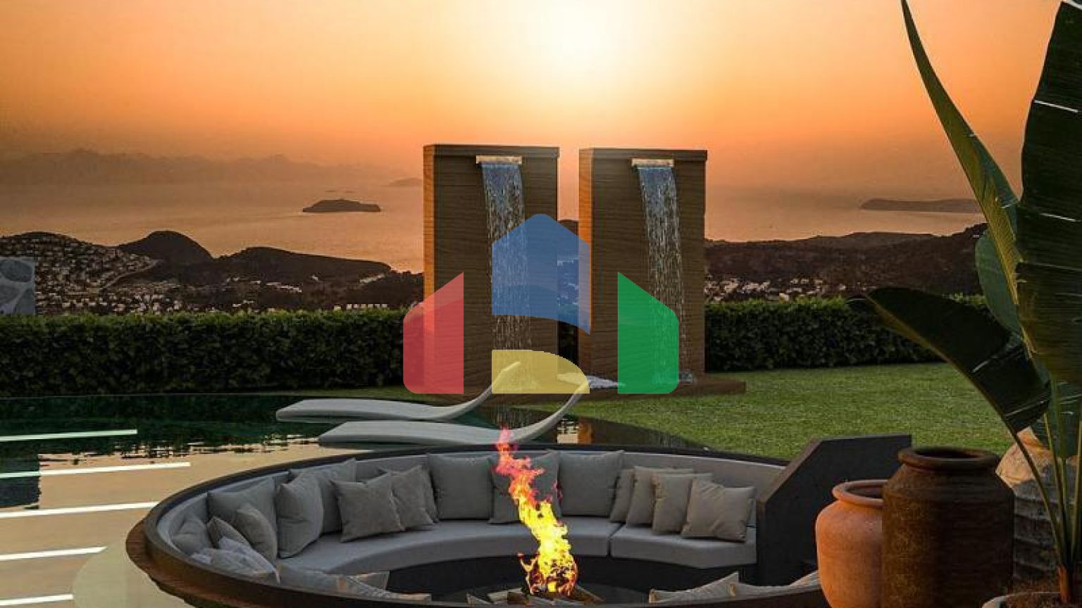 Вилла 4+1 с видом на море в Бодрум