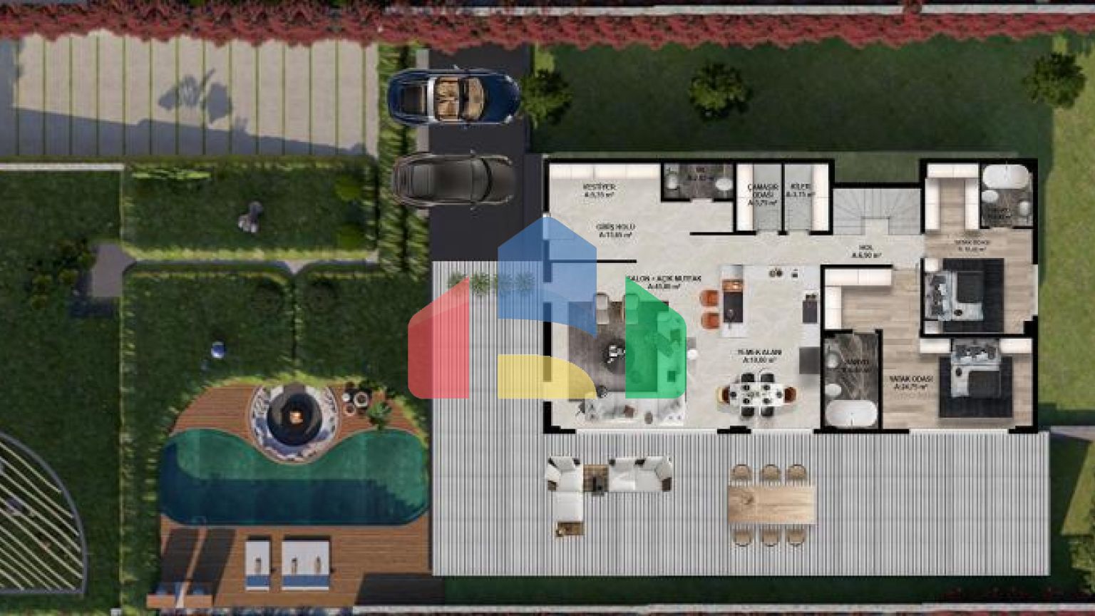 Вилла 4+1 с видом на море в Бодрум