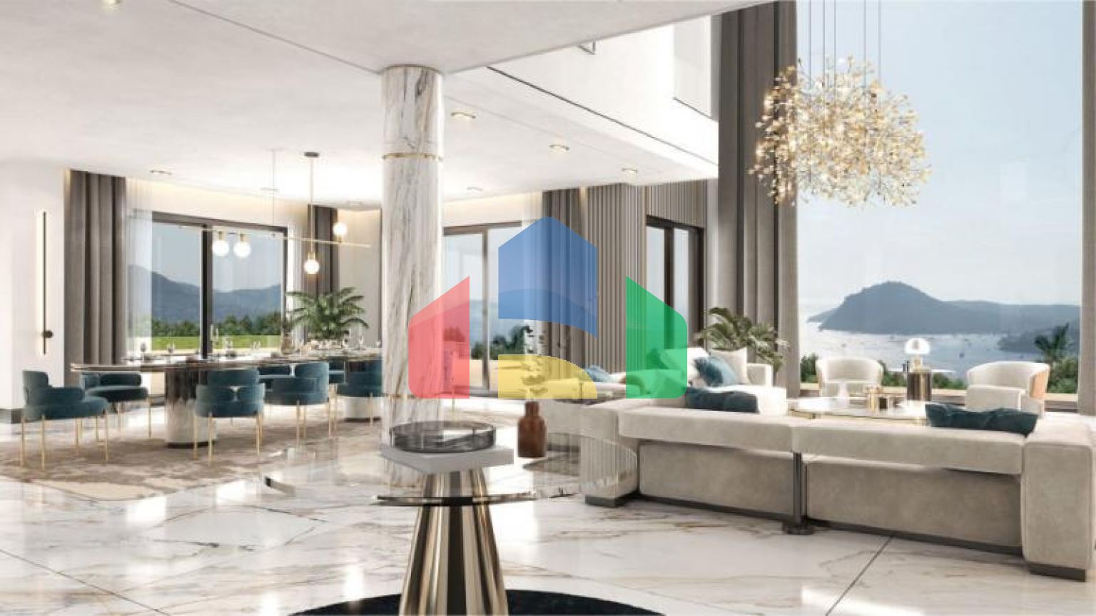 Вилла 5+1 с видом на море в Бодрум