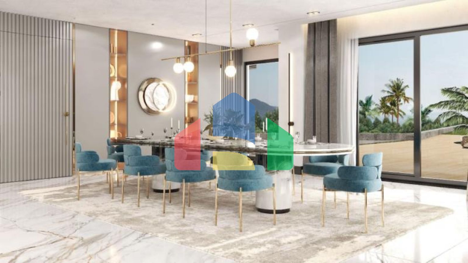 Вилла 5+1 с видом на море в Бодрум