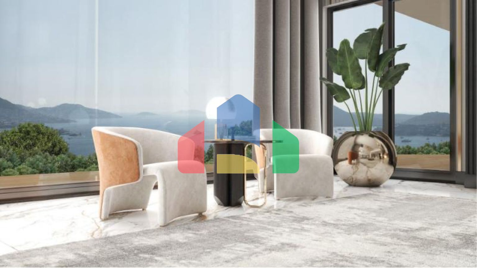 Вилла 5+1 с видом на море в Бодрум