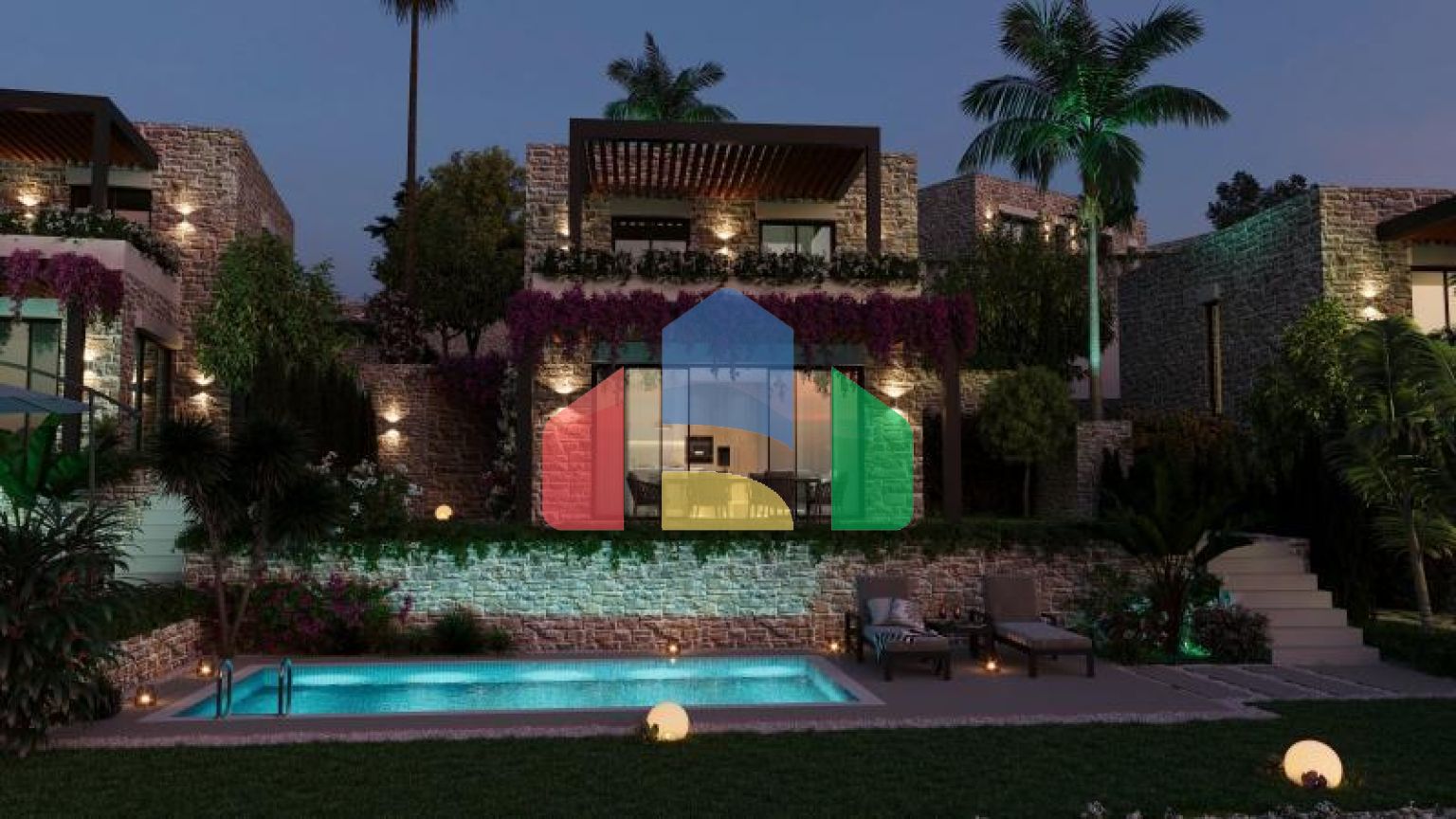 Вилла 4+1 с видом на море в Бодрум