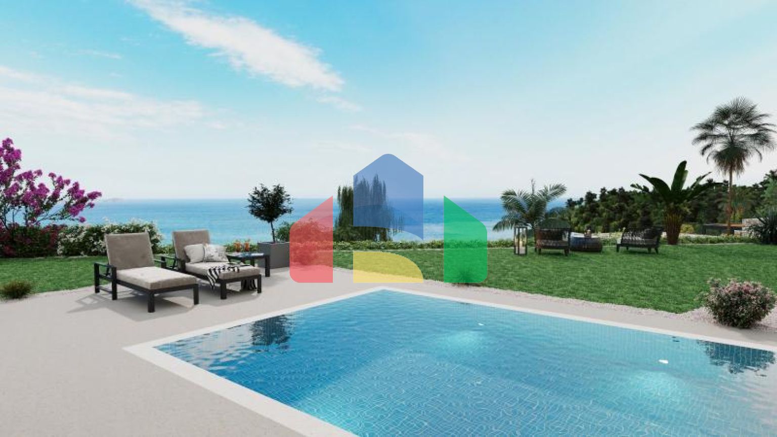 Вилла 4+1 с видом на море в Бодрум