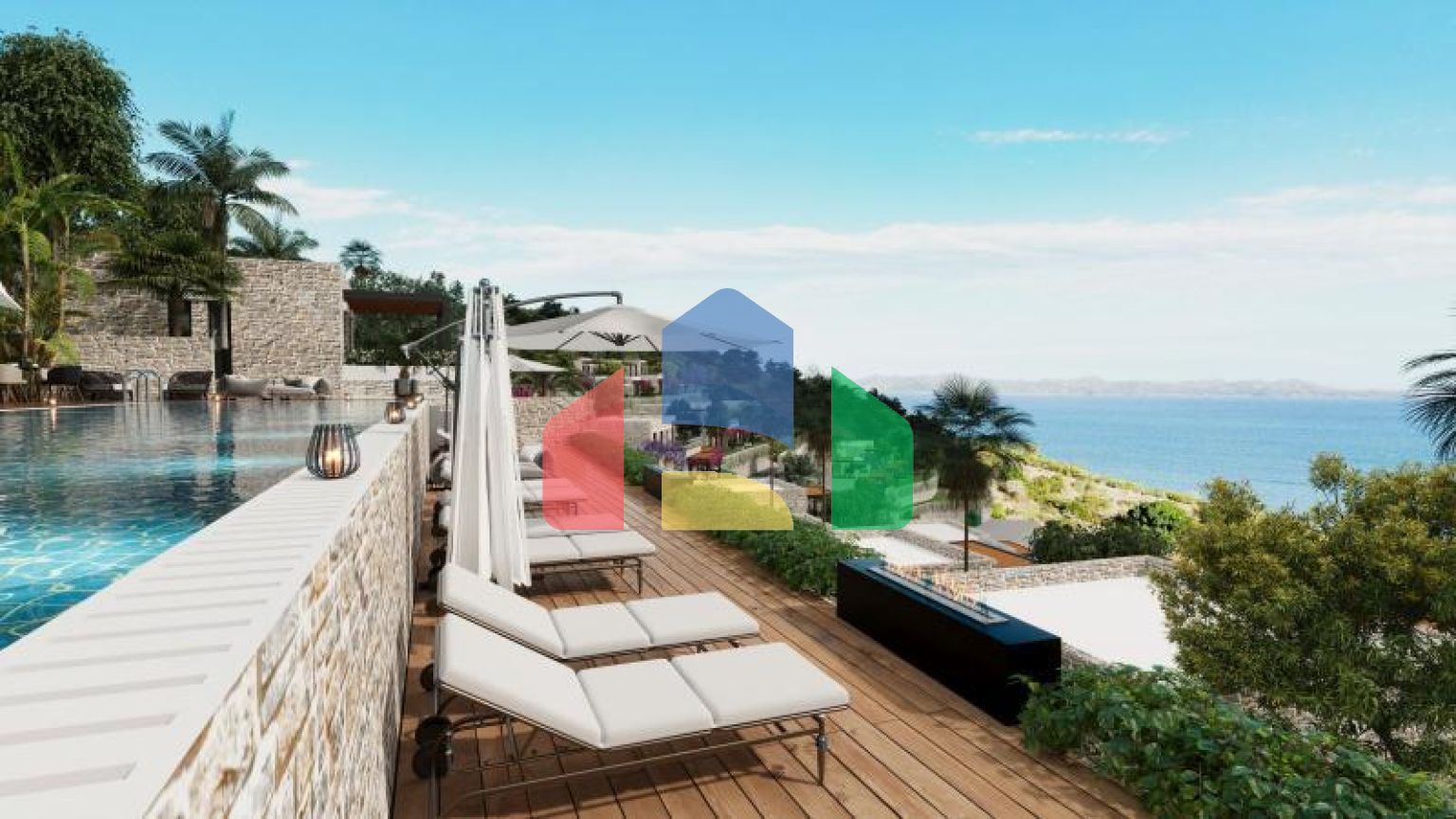 Вилла 4+1 с видом на море в Бодрум