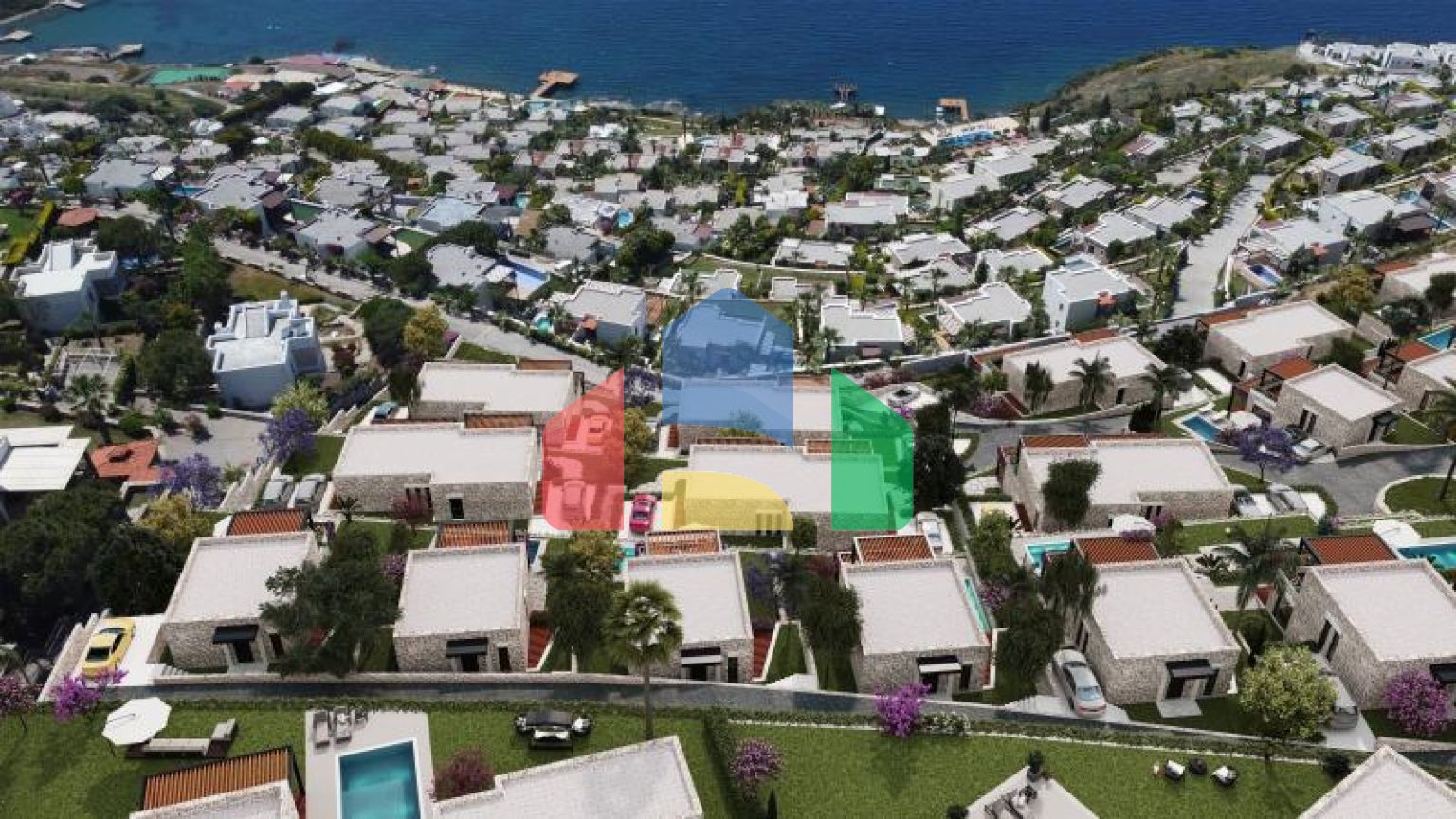 Вилла 4+1 с видом на море в Бодрум