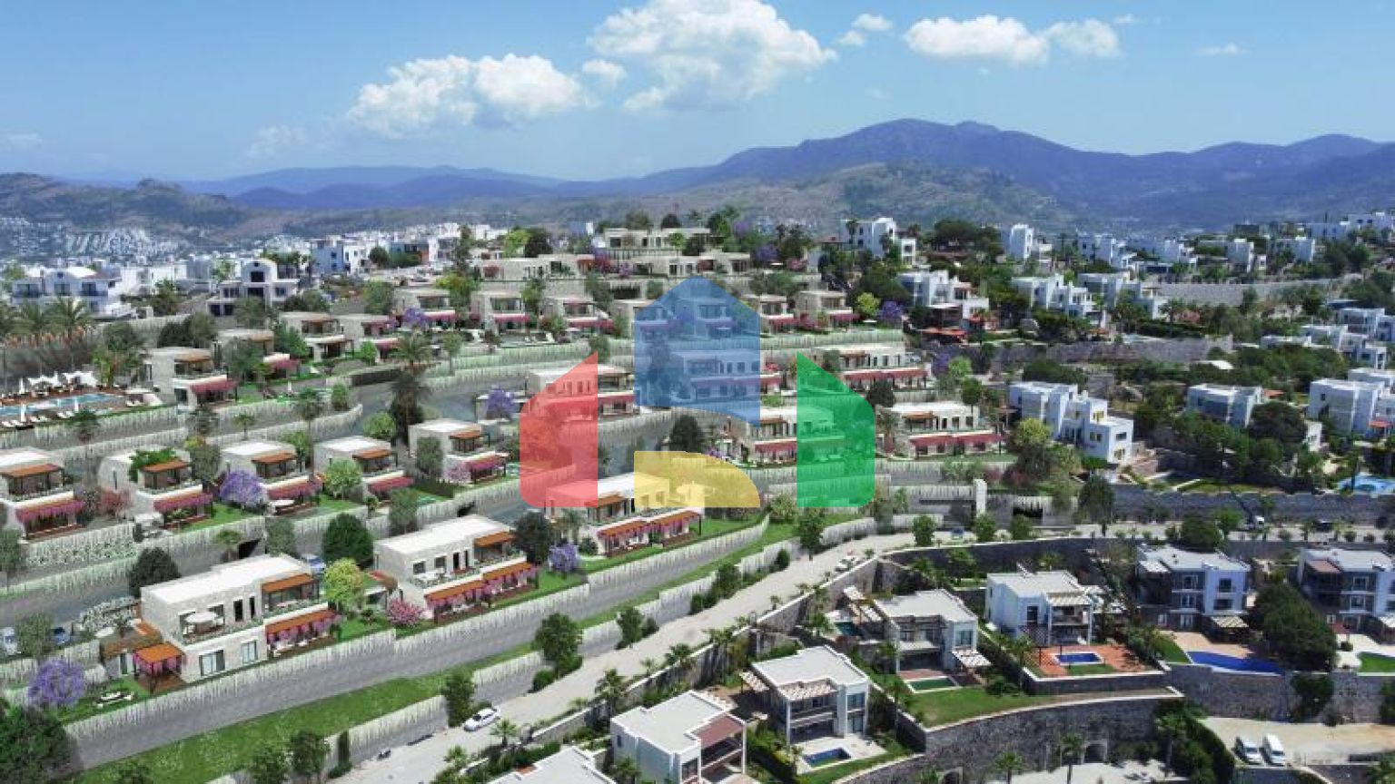 Вилла 4+1 с видом на море в Бодрум