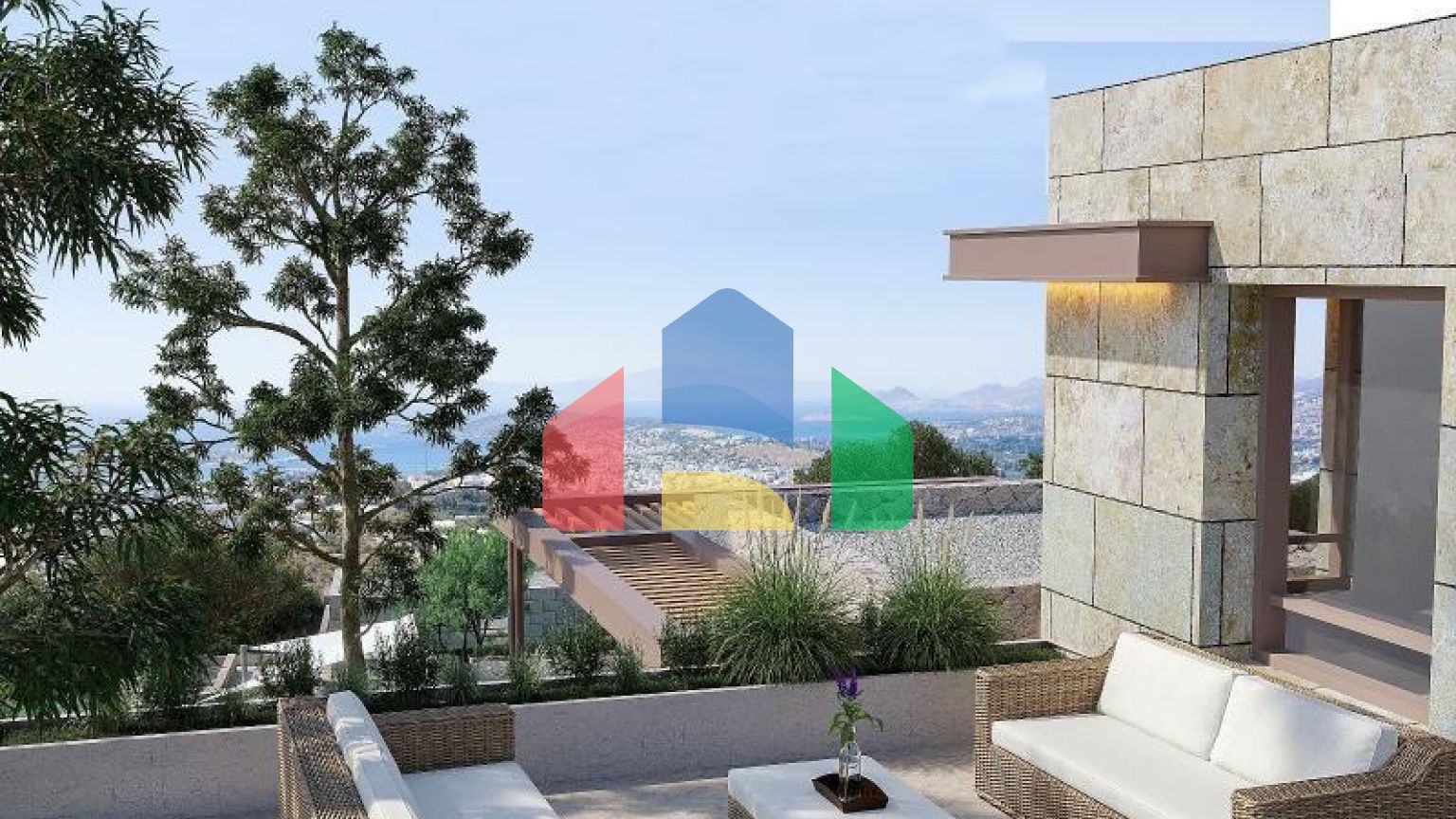 Вилла 4+1 с видом на море в Бодрум