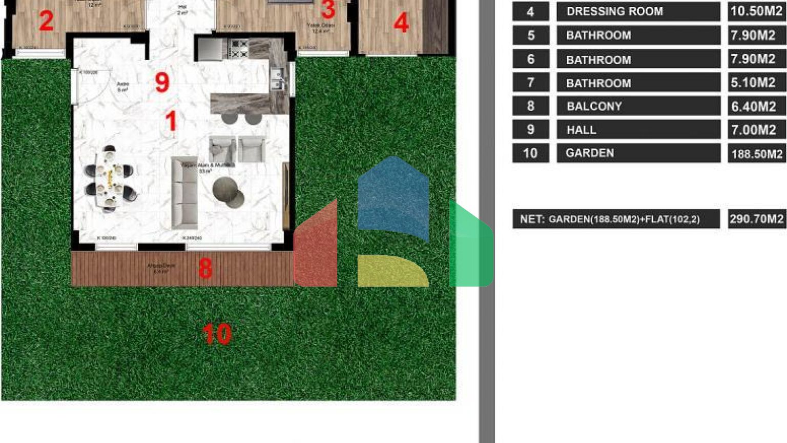 Квартира 2 + 1 в Бодрум