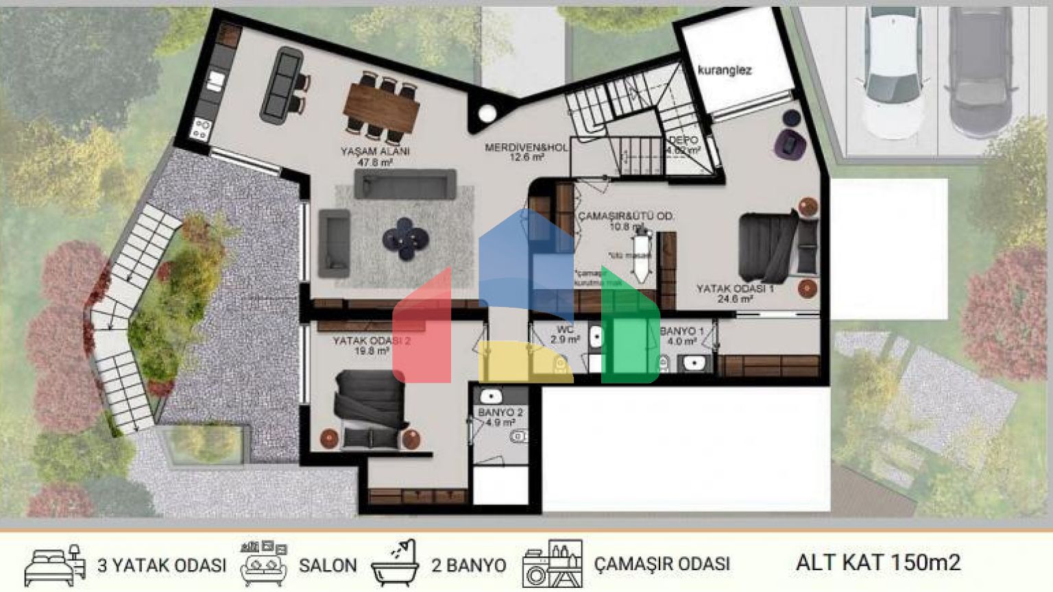 Вилла 5+2 с видом на море в Бодрум