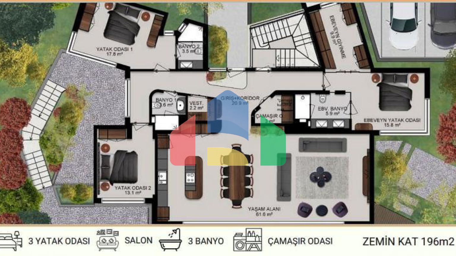 Вилла 5+2 с видом на море в Бодрум