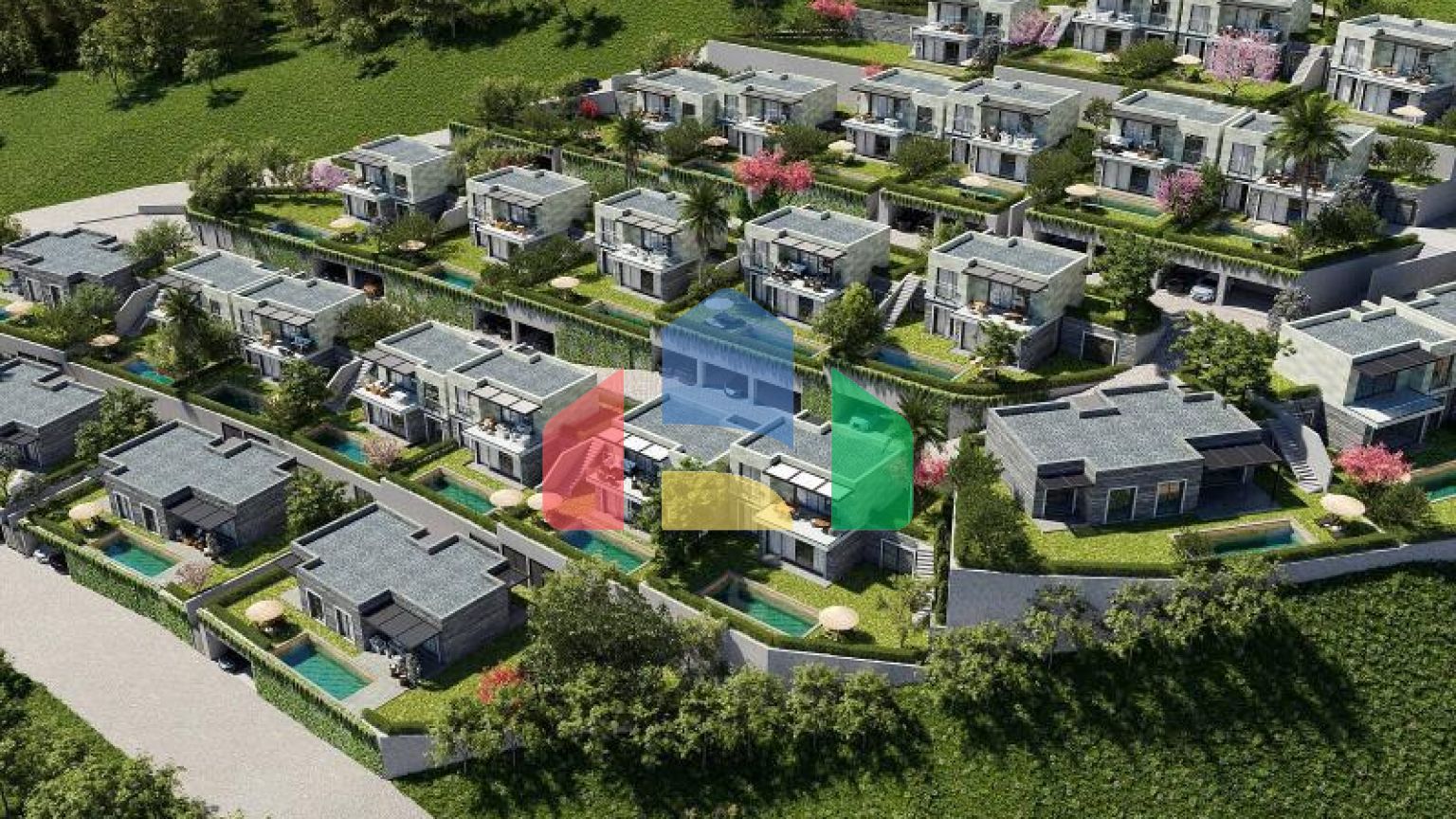 Вилла 5+1 с видом на море в Бодрум