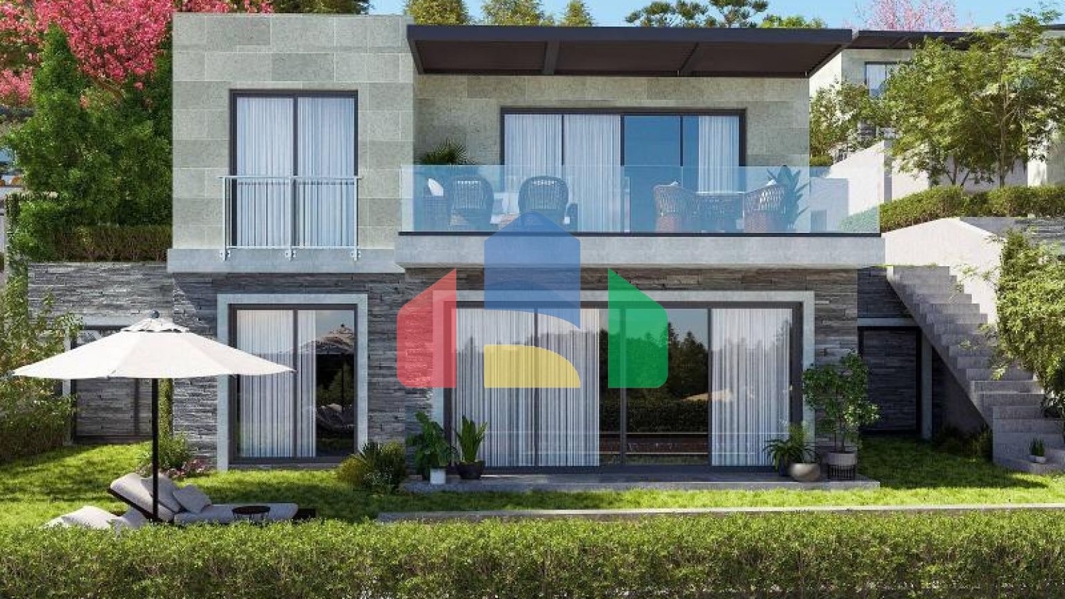 Вилла 5+1 с видом на море в Бодрум