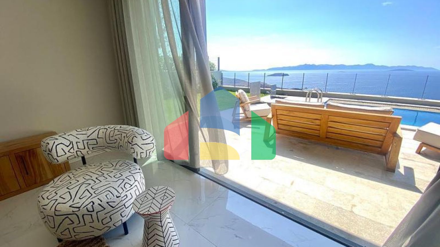 Вилла 5+1 с видом на море в Бодрум