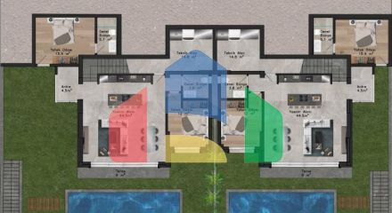 Вилла 5+1 с видом на море в Бодрум