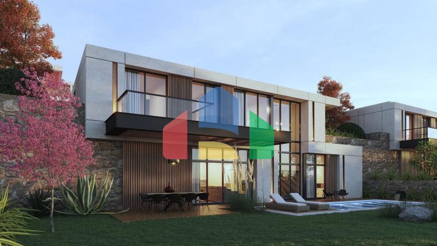 Вилла 4+1 с видом на море в Бодрум