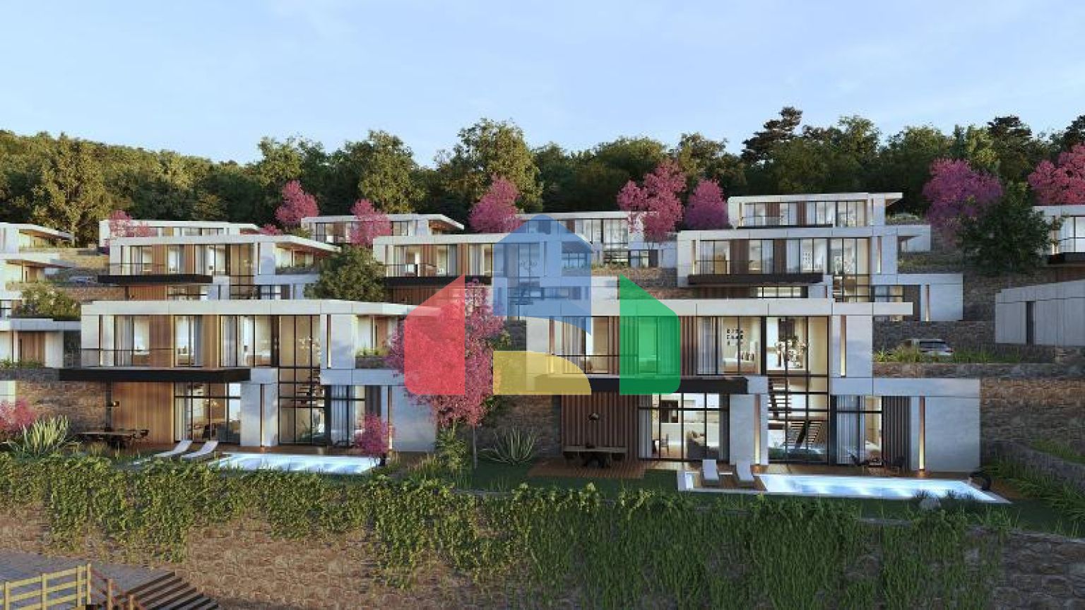 Вилла 4+1 с видом на море в Бодрум