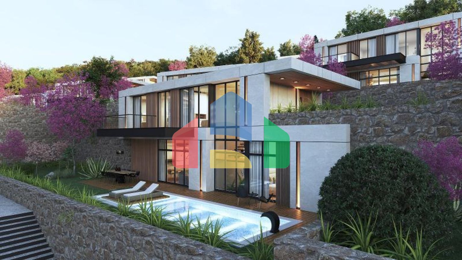 Вилла 4+1 с видом на море в Бодрум