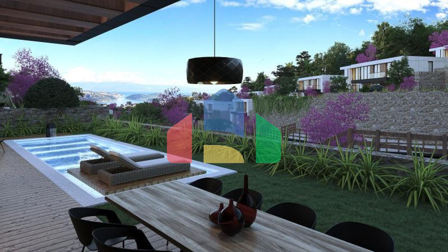 Вилла 4+1 с видом на море в Бодрум