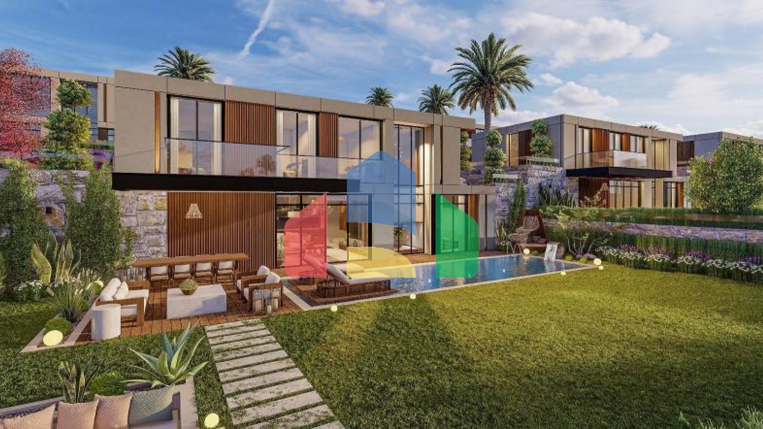 Вилла 4+1 с видом на море в Бодрум