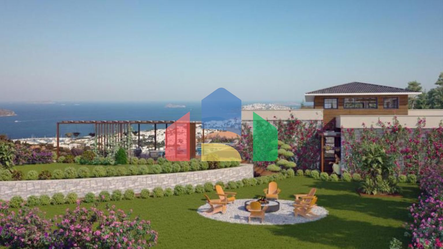 Вилла 4+3 с видом на море в Бодрум