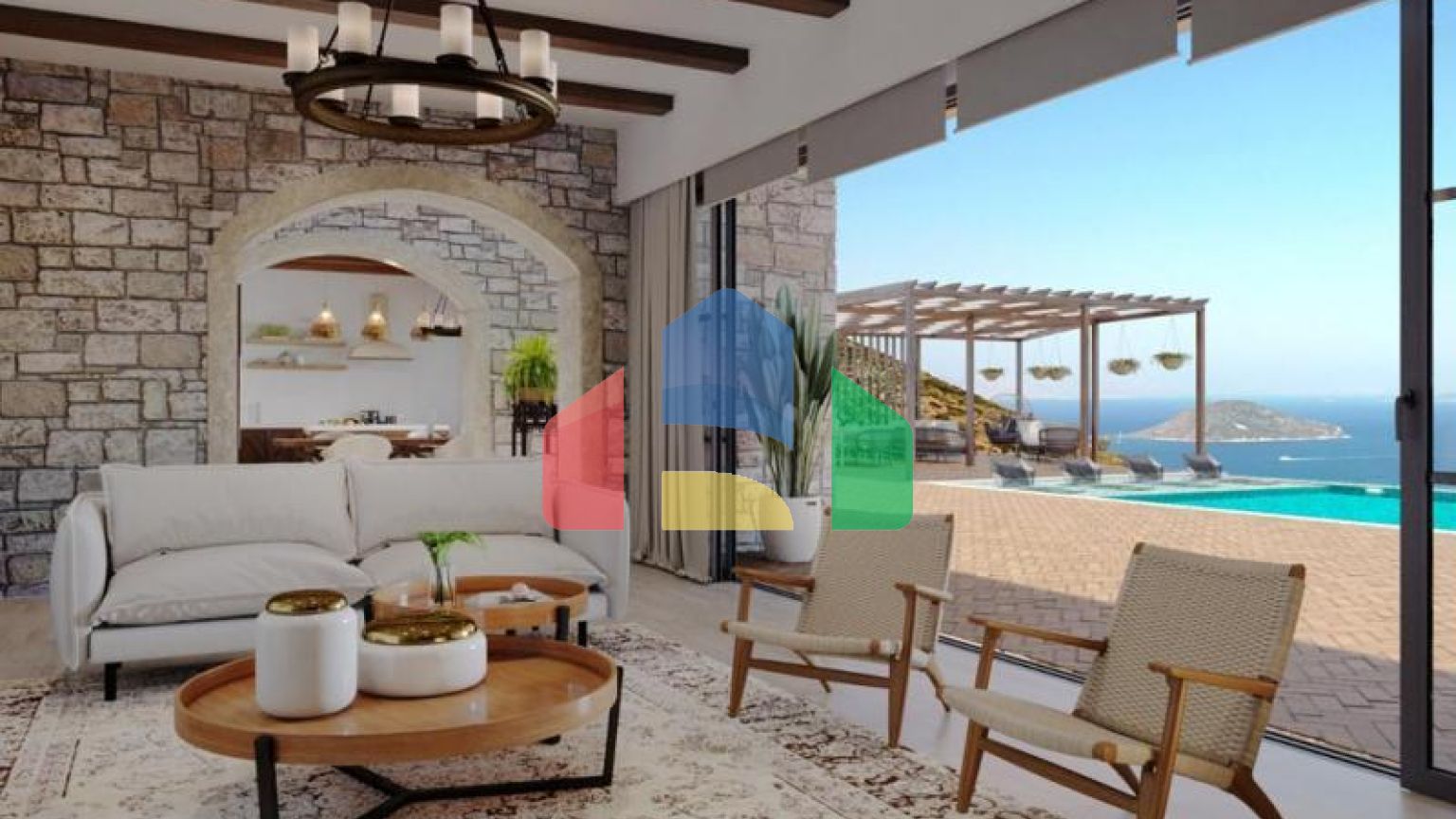 Вилла 4+3 с видом на море в Бодрум