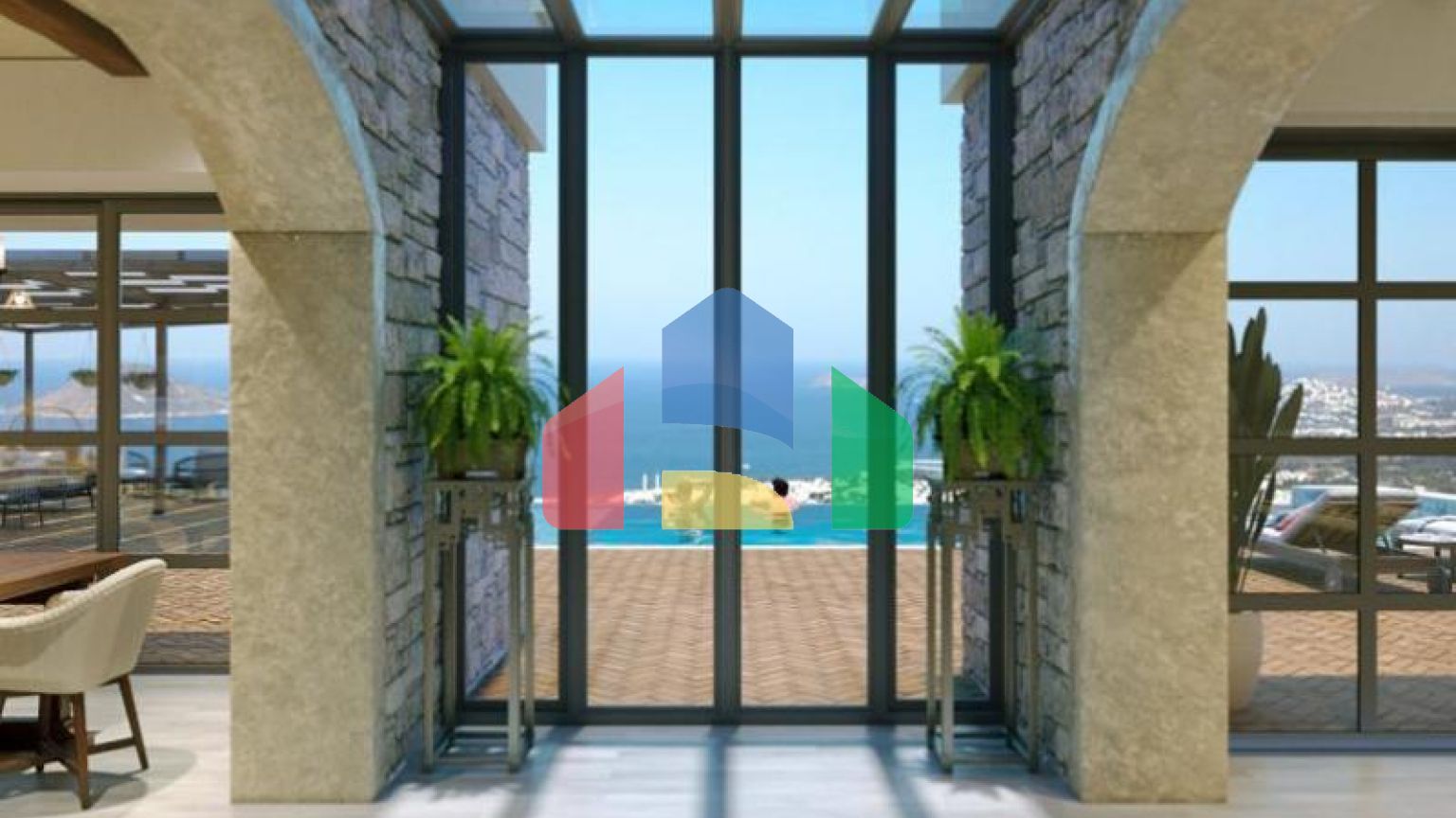 Вилла 4+3 с видом на море в Бодрум