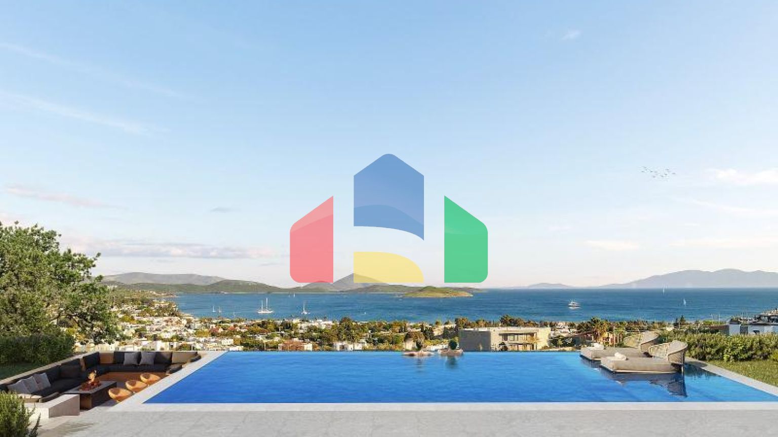 Вилла 4+1 с видом на море в Бодрум