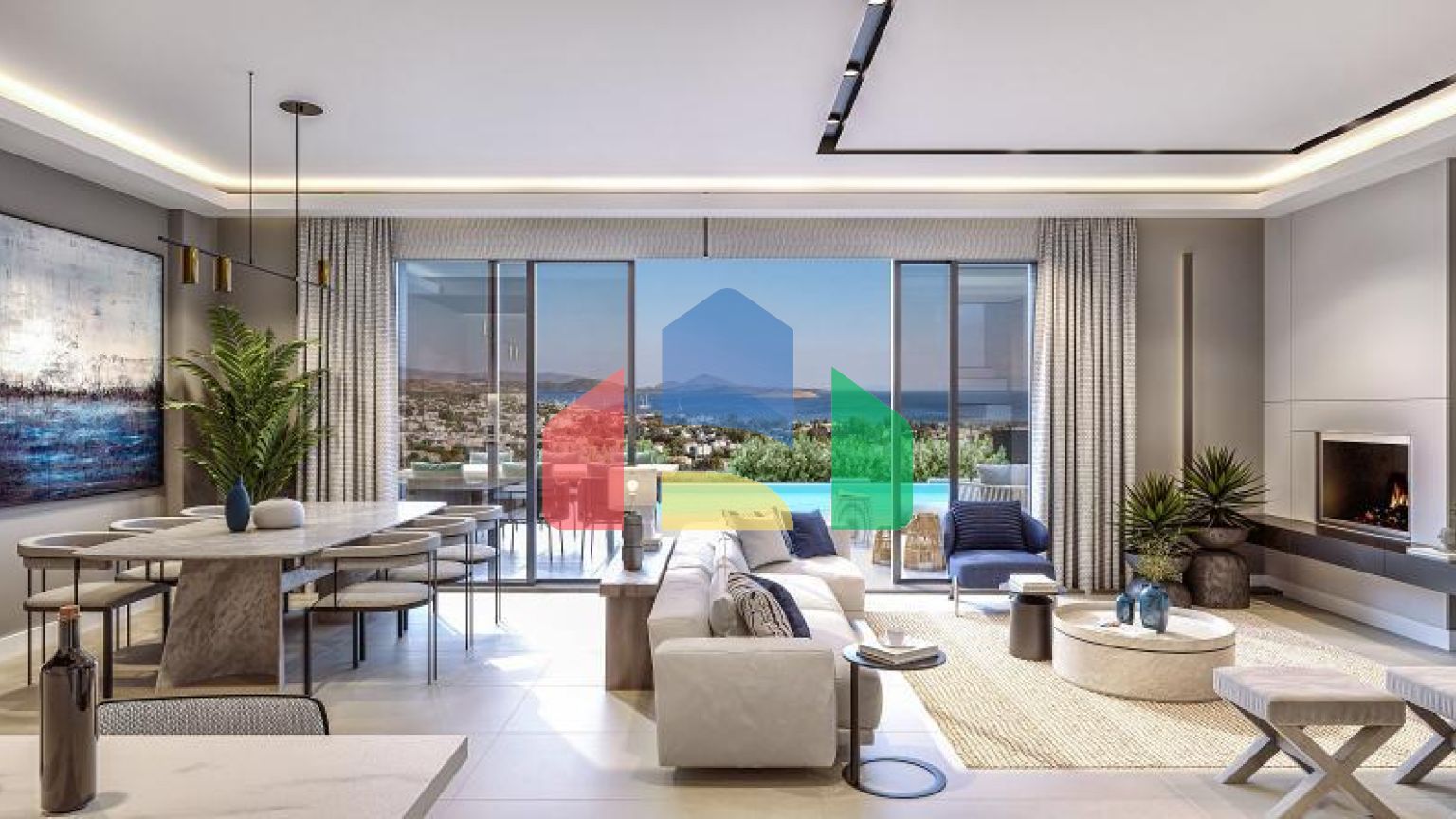 Вилла 4+1 с видом на море в Бодрум