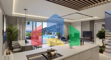 Вилла 4+1 с видом на море в Бодрум