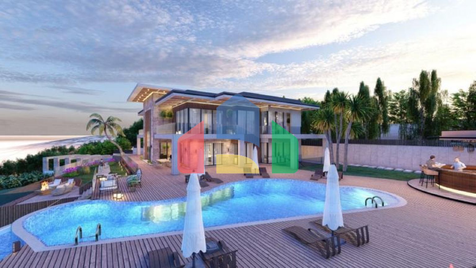 Вилла 4+1 с видом на море в Бодрум