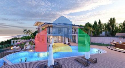 Вилла 4+1 с видом на море в Бодрум