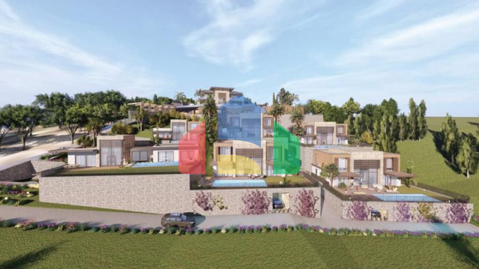 Вилла 4+1 с видом на море в Бодрум