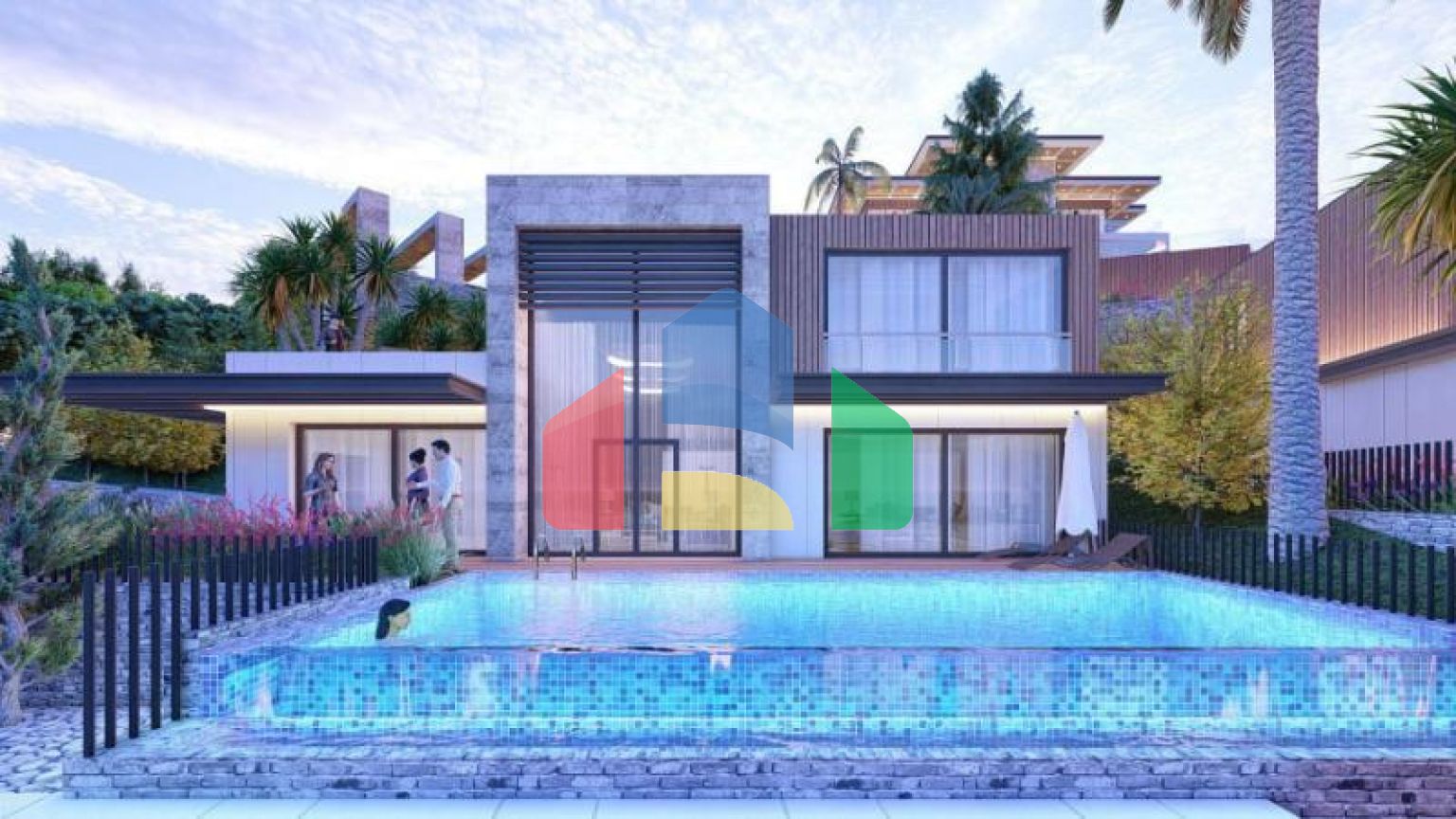 Вилла 4+1 с видом на море в Бодрум