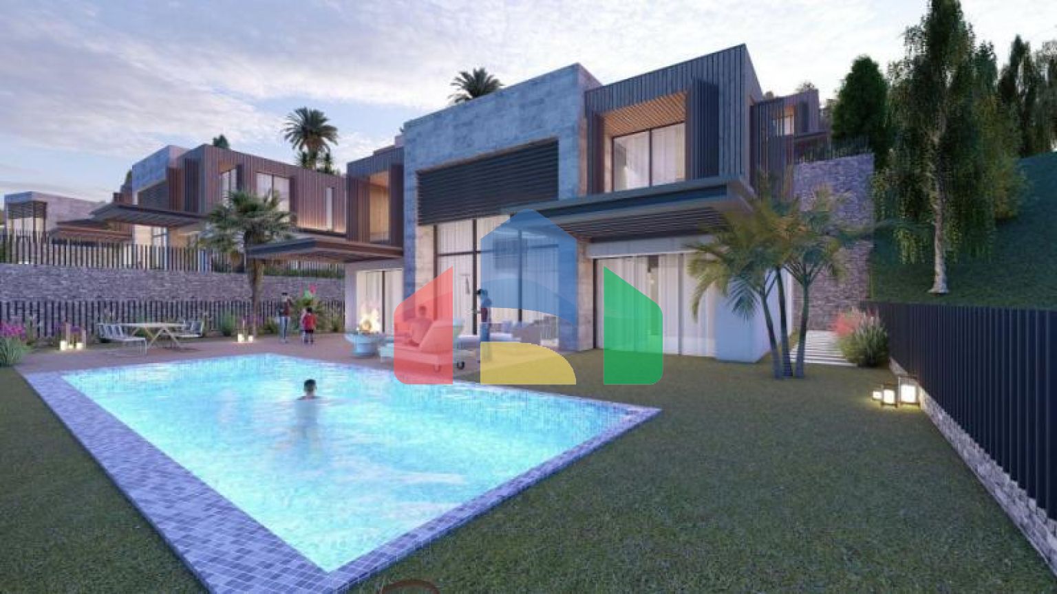 Вилла 4+1 с видом на море в Бодрум