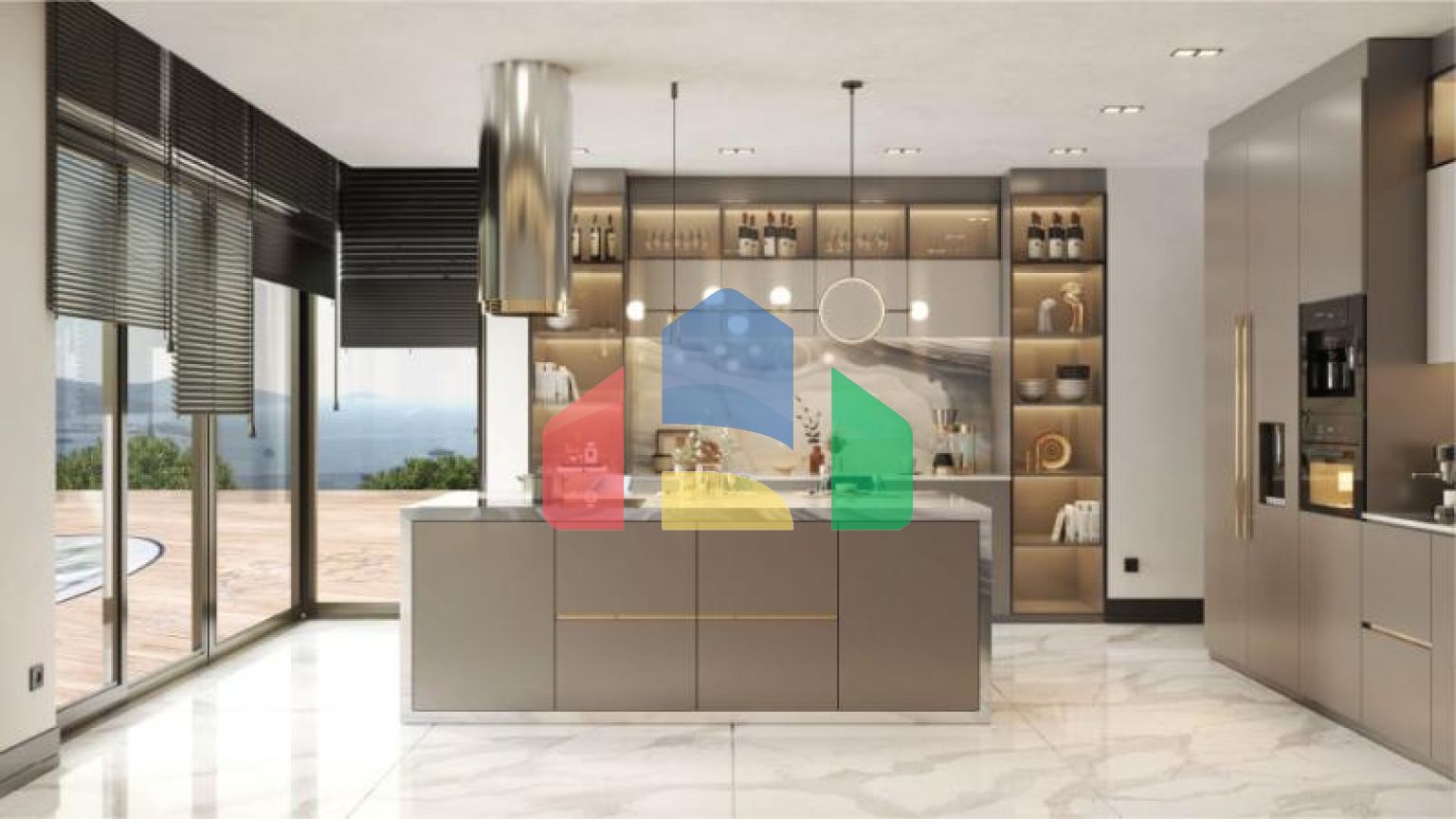 Вилла 4+1 с видом на море в Бодрум