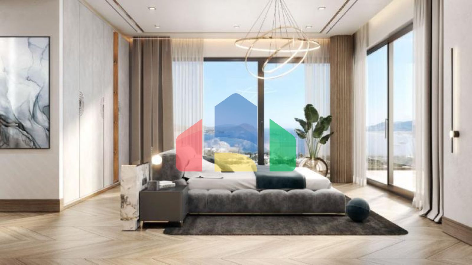 Вилла 4+1 с видом на море в Бодрум