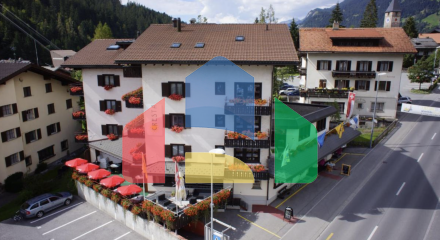 Hotel in the center of Klosters (Switzerland) with bar, restaurant and terrace