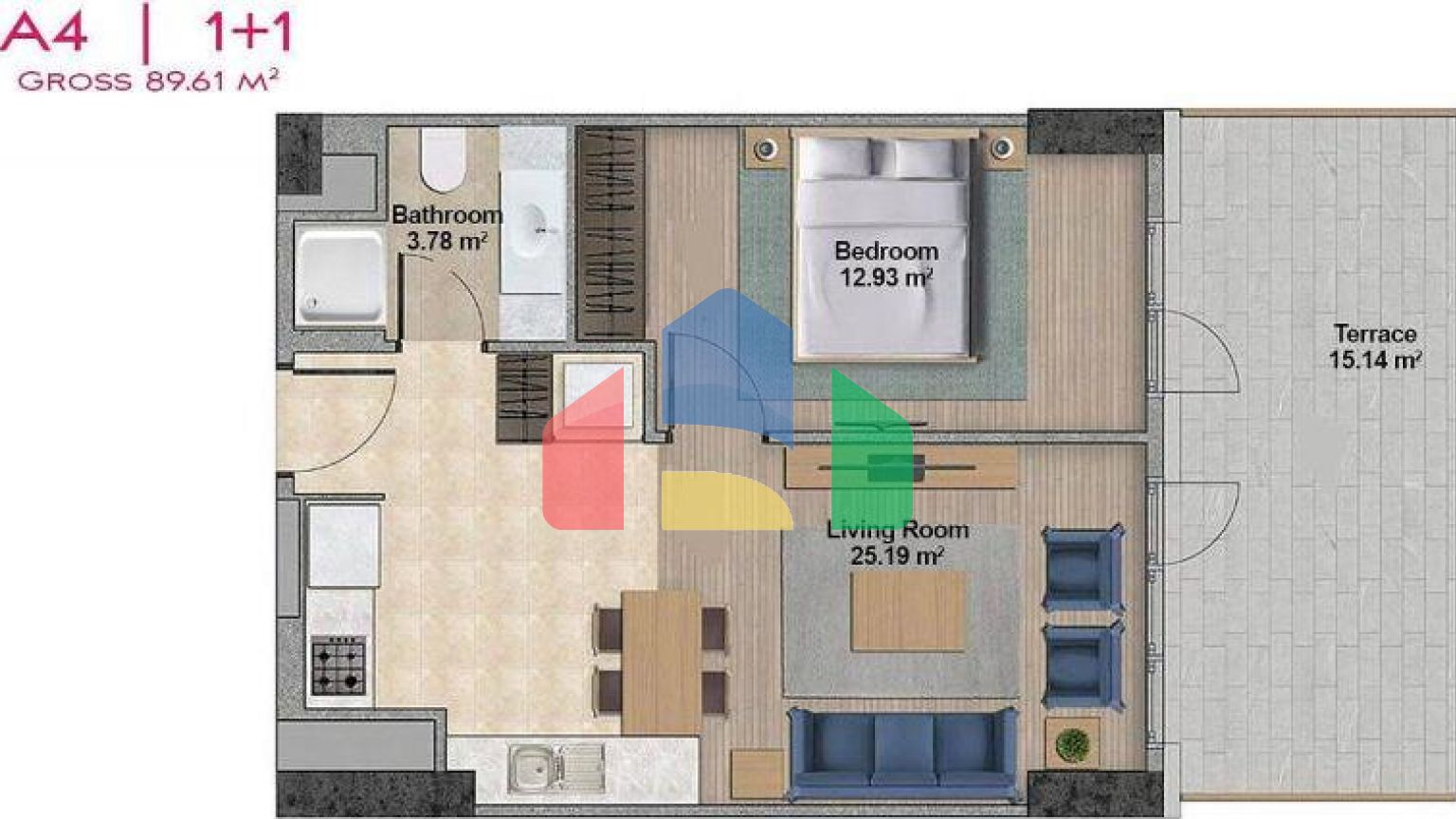 Квартира 2+1 с видом на море в Стамбуле