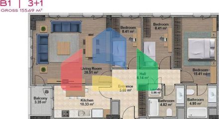 Квартира 2+1 с видом на море в Стамбуле