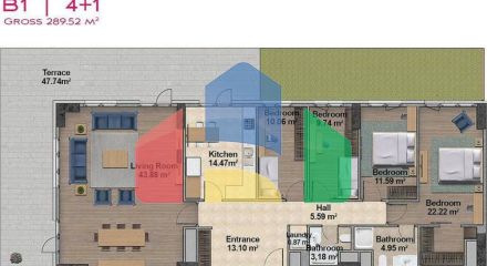 Квартира 4+1 с видом на море в Стамбуле