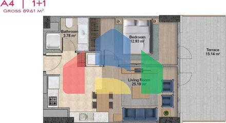 Квартира 4+1 с видом на море в Стамбуле