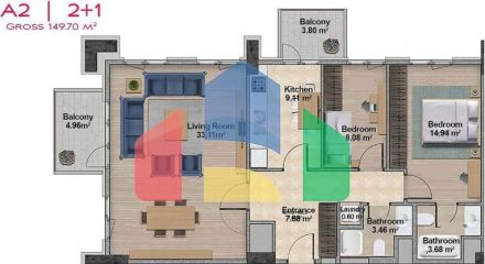 Квартира 4+1 с видом на море в Стамбуле