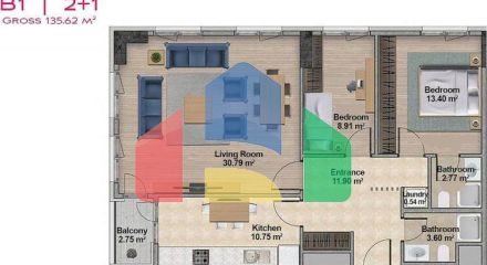 Квартира 4+1 с видом на море в Стамбуле